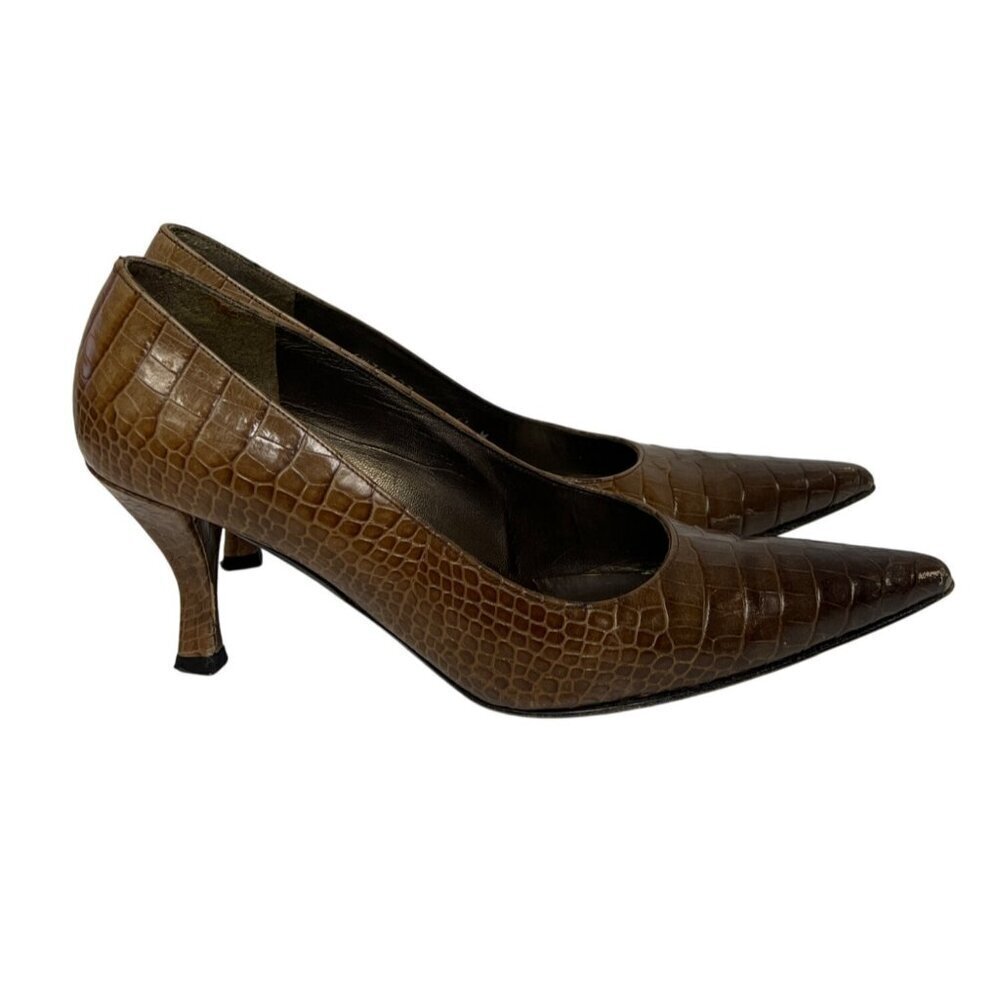 Stuart Weitzman Women's Shoes Heels Animal Print Pointed Toe Dress Brown Size 6.